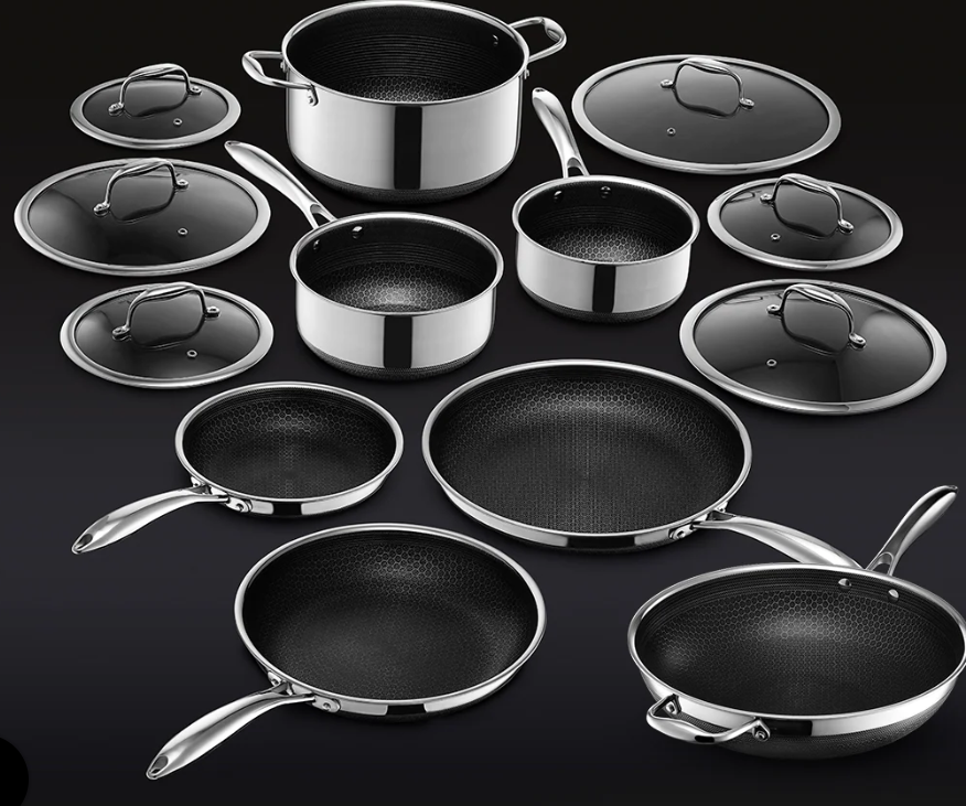 13 pc HexClad Hybrid Cookware Set w/ Lids